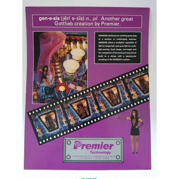 Genesis Pinball FLYER Original Game Sci-Fi Gothic Horror Art Print 1986 Vintage - Picture 6 of 6